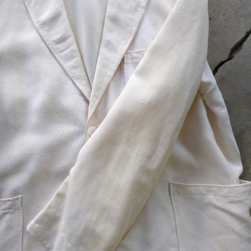 Vintage 1930s Cream Pure Irish Linen Sport Coat 40 Short Made in USA - Picture 10 of 15